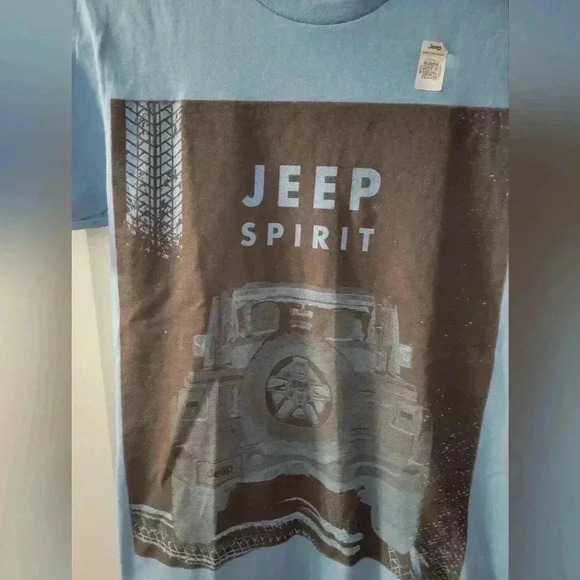 Philcos JEEP SPIRIT COTTON GRAPHIC T-SHIRT IN LIGHT BLUE Sz Small - Picture 2 of 4